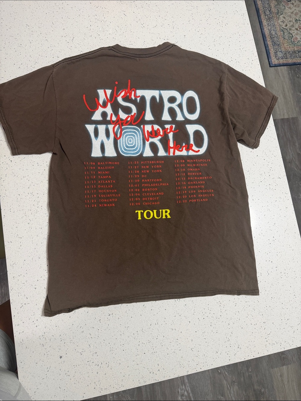 Travis Scott astroworld tee Brown 'Wish You Were Here' Tour Graphic Tee